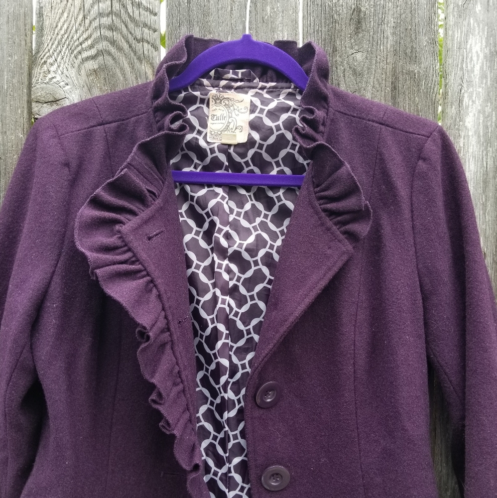 Women's medium purple ruffled coat